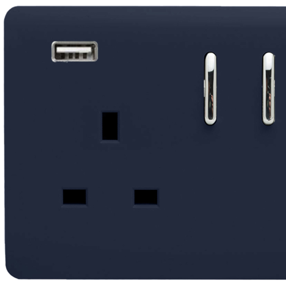 Trendi Switch 2 Gang 13amp 2 Port USB Navy Switched Plug Socket Image 2