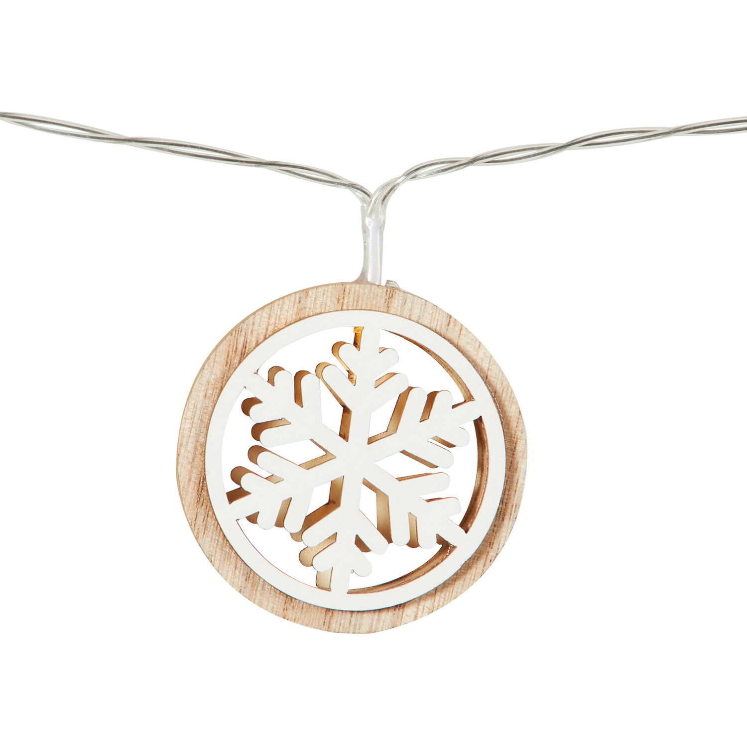 Wooden Snowflake LED String Lights Image 4