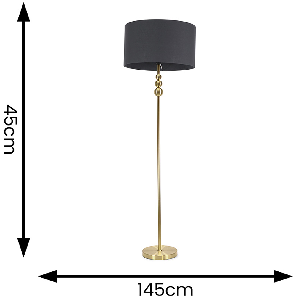 ValueLights Marissa Charcoal Grey Shade Gold Ball LED Floor Lamp Image 6