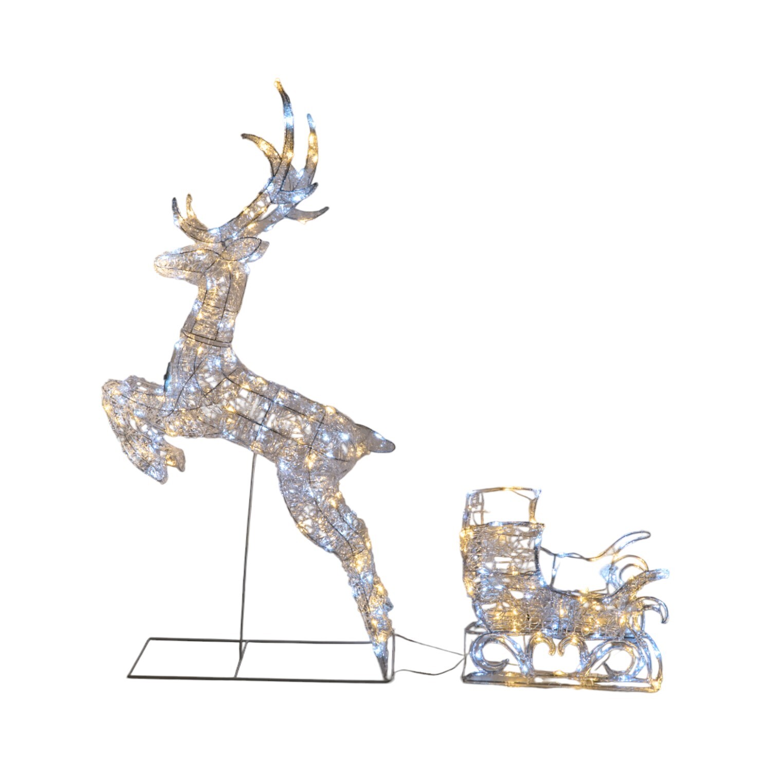210 LED Outdoor Reindeer and Sleigh - White Image 2