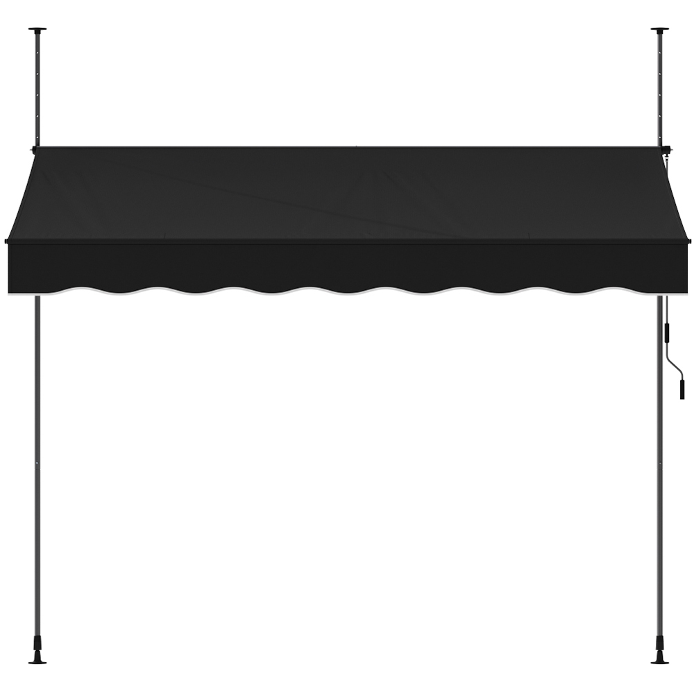 Living and Home Black Wavy Valance Retractable Height Adjustable Awning 3m Image 2