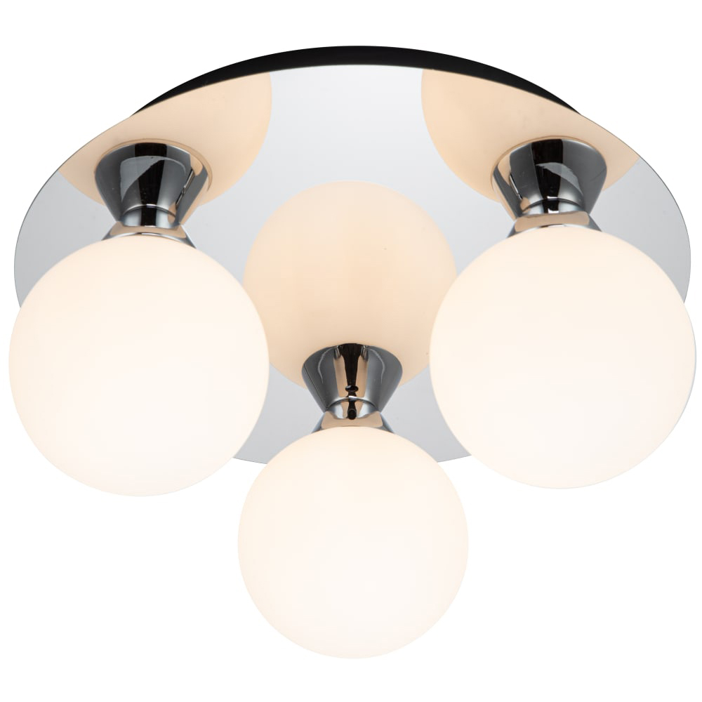 Cosylyte Bowen 3 Light Chrome Opal Glass Flush Ceiling Light Image 3