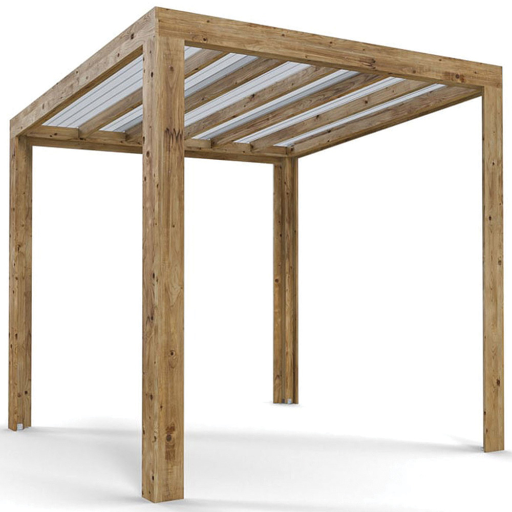 Dunster House Terracube 2.5 x 2.5m Brown Wooden Pergola Image 2