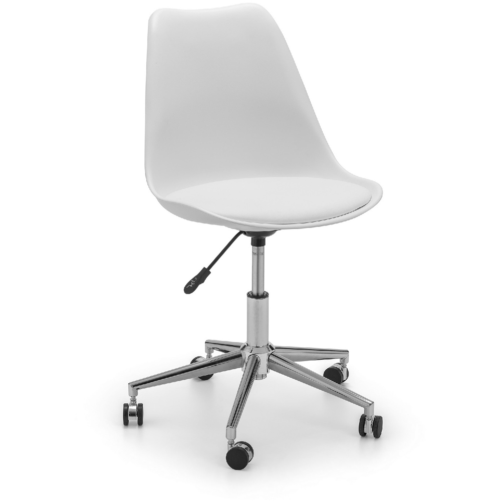 Julian Bowen Erika White and Chrome PU Swivel Office Chair Image 2