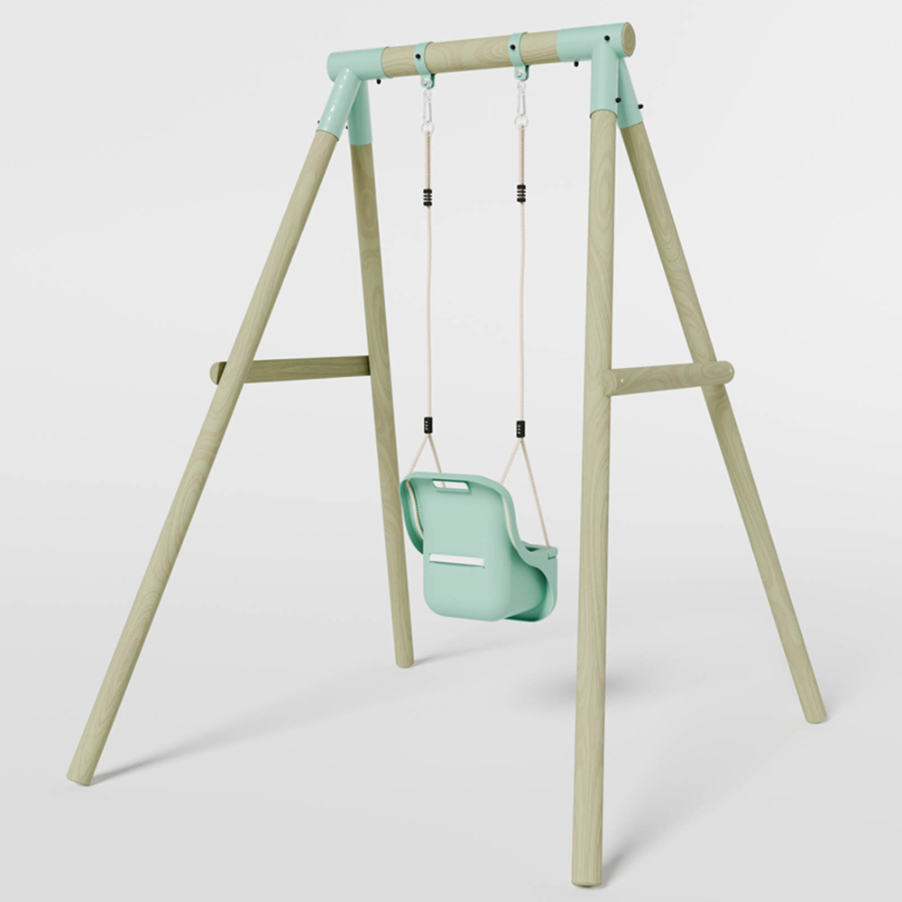 Mercia Wooden Round Pole Single Baby Seat Swing Image 4