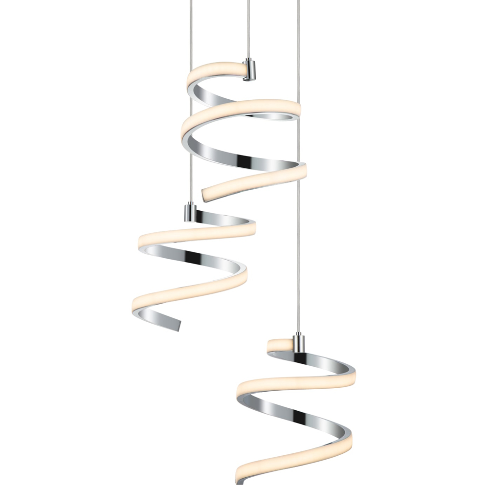 Cosylyte Nyah 3 Light Chrome Spiral Cluster LED Pendant Light Image 4