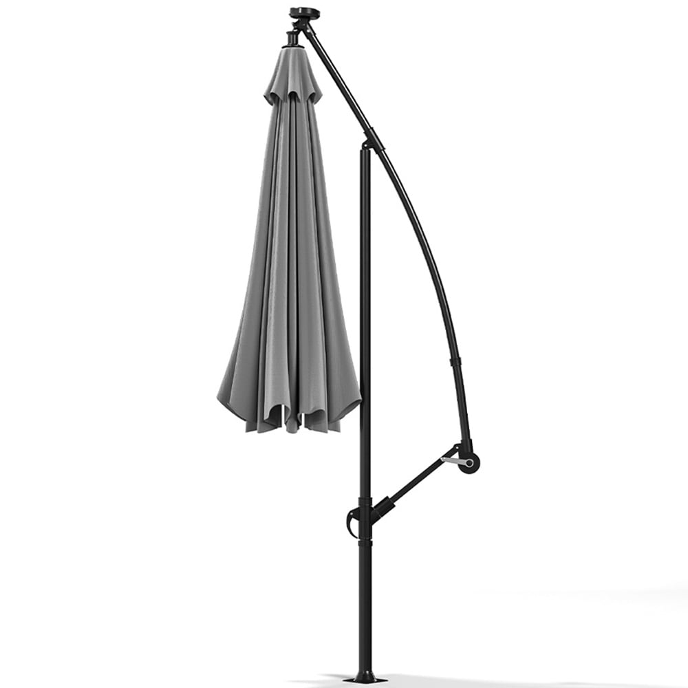 Living and Home Grey 32 LED Crank and Lift Parasol Image 3