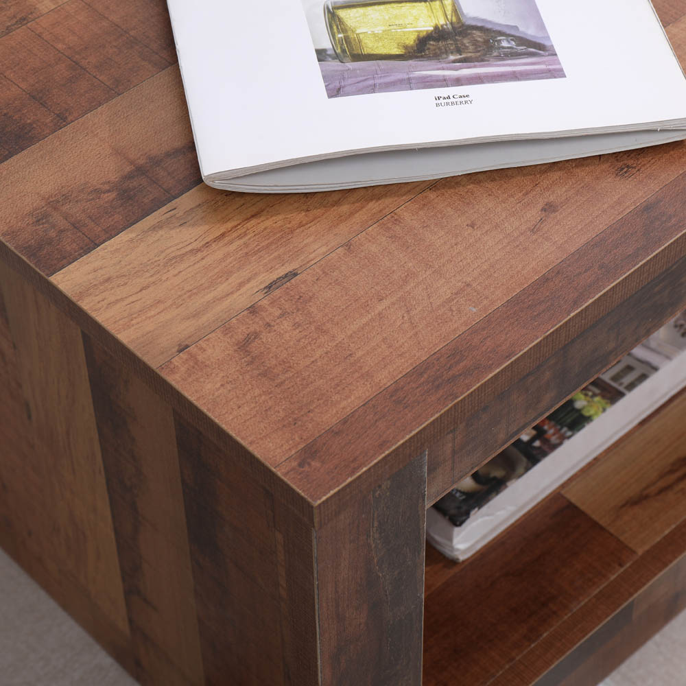 FurnitureHMD Single Shelf Industrial Style Wooden Coffee Table Image 5