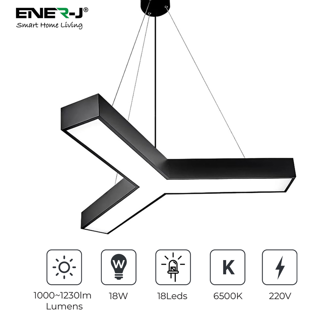 ENER-J Cool White LED 18W 6500K Hollow Y Shape Pendant Light Image 5