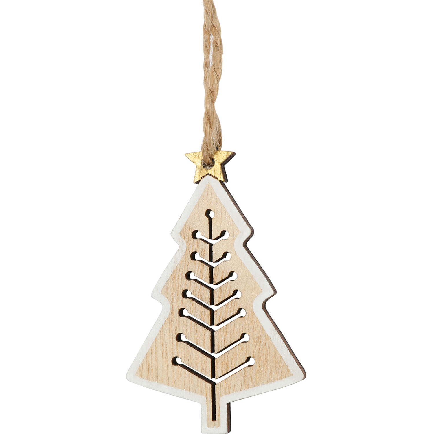 Set of 8 Wooden Tree Hanging Decorations Natural Image 6