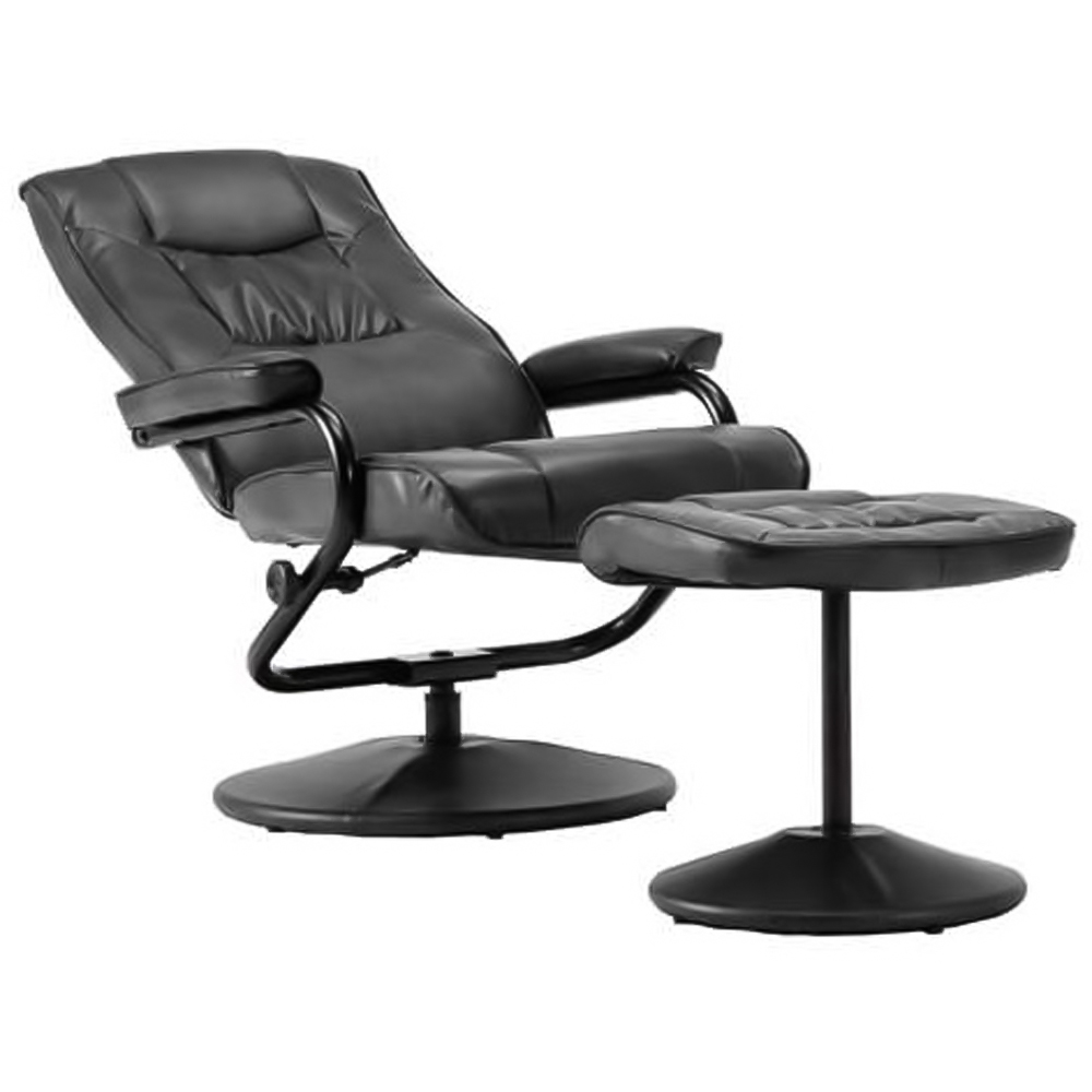 Memphis Black Swivel Chair with Footstool Image 3