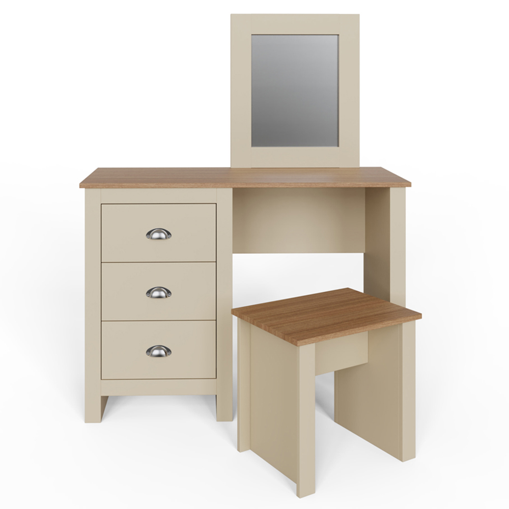 GFW Lancaster 3 Drawer Cream Dressing Table Set with Mirror Image 5