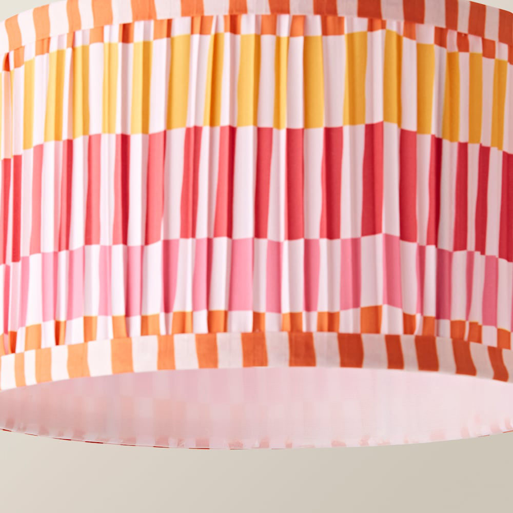 ValueLights Rae Multicolour Stripe Pleated Small Ceiling Drum Lamp Shade Image 6