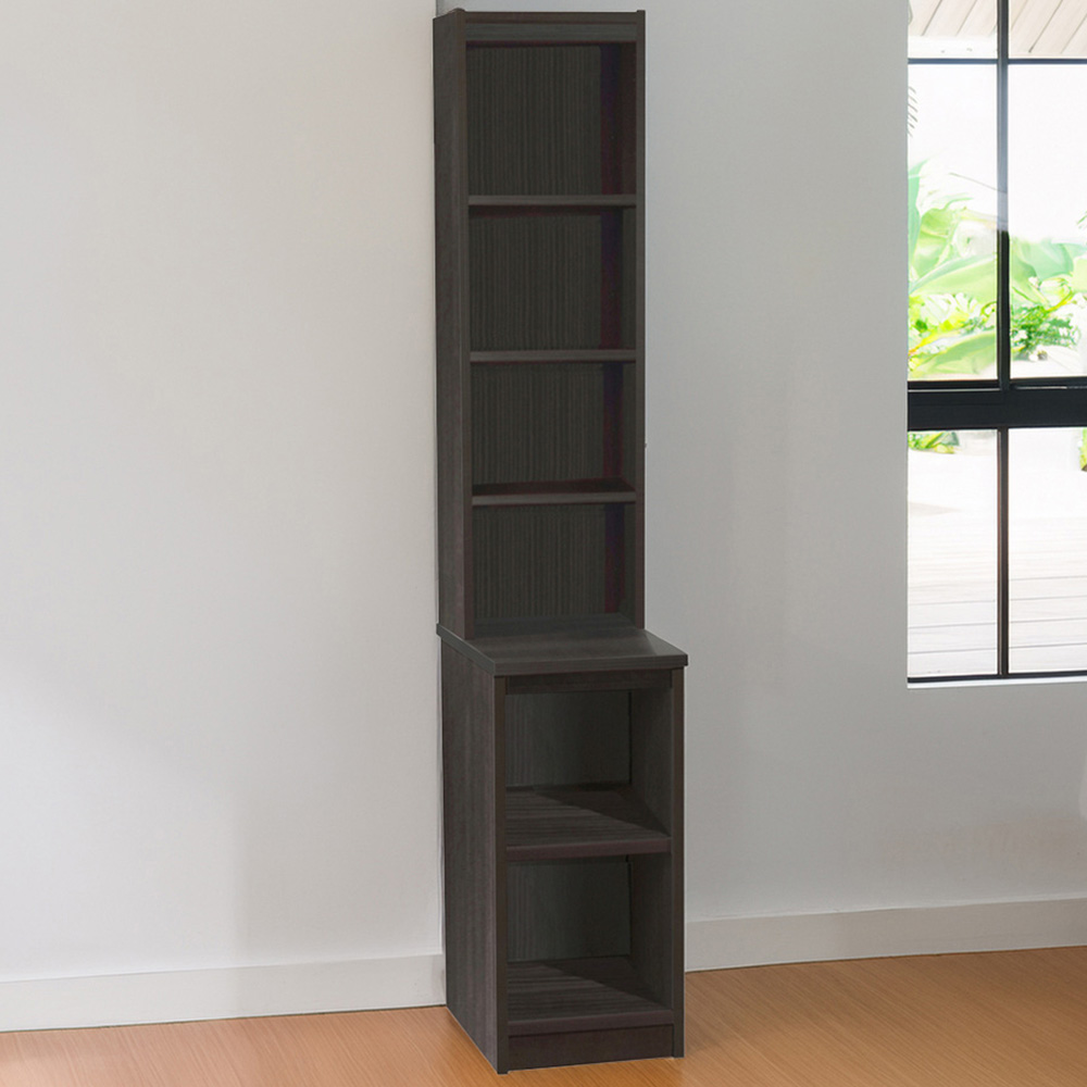 R White Cabinets 6 Shelf Black Desk Height Bookcase with Hutch Image 1