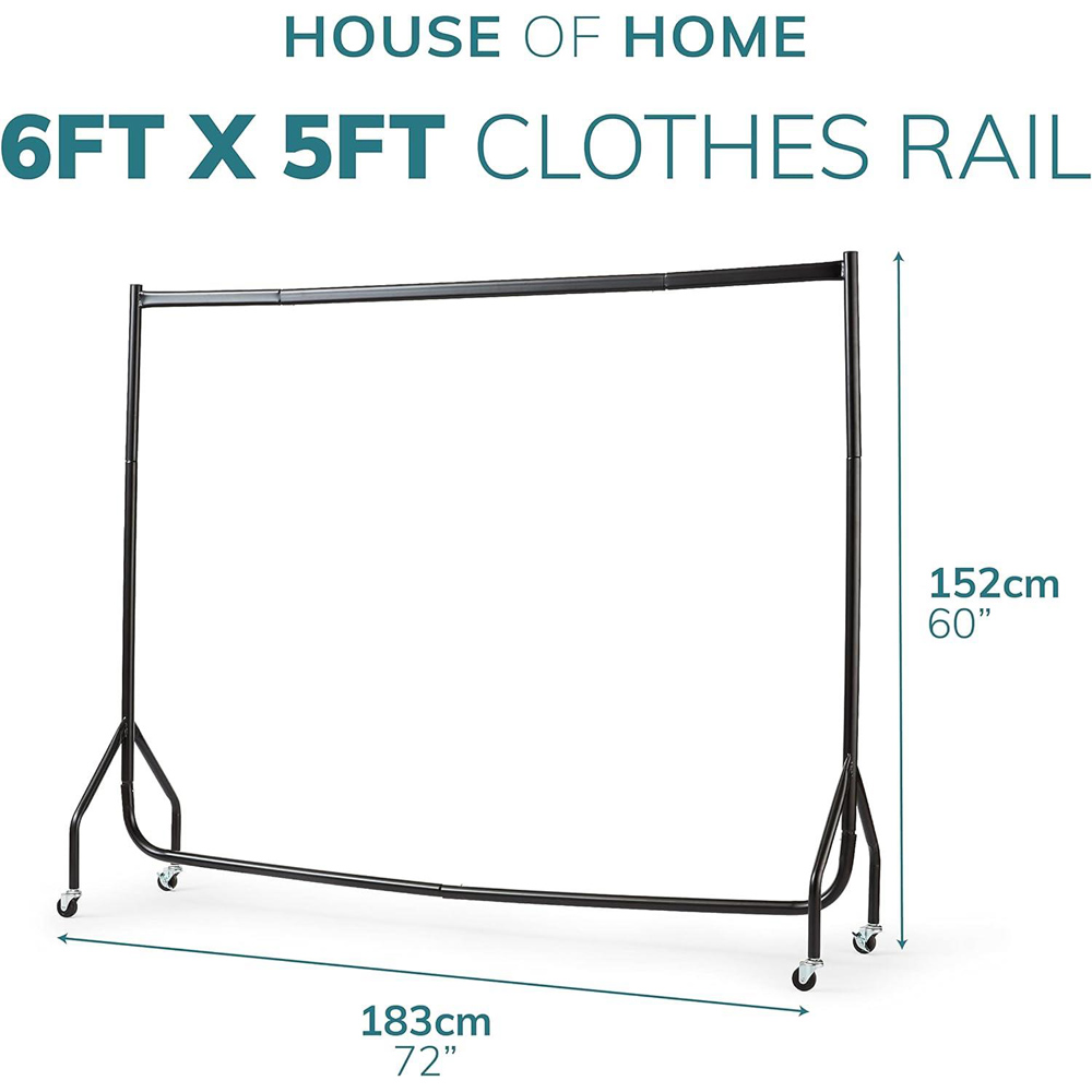 House of Home Tall Heavy Duty Black Clothes Rail 5 x 6ft Image 4