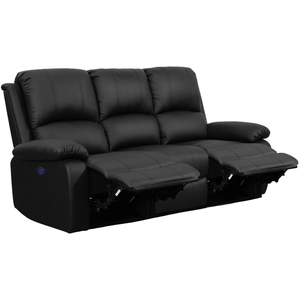 Comfy Living 3 Seater Black PU Leather Electric Recliner Sofa Image 4