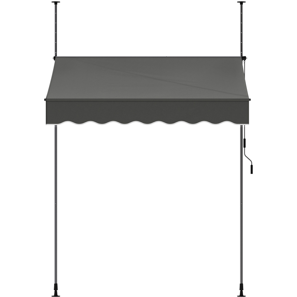 Living and Home Grey Wavy Valance Retractable Height Adjustable Awning 2m Image 2