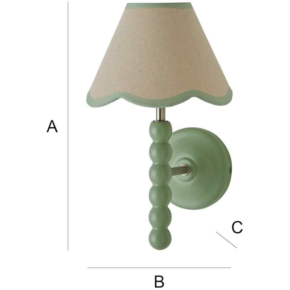 ValueLights Trim Scallop Shade Green Bobbin LED Wall Light with Bulb Image 7