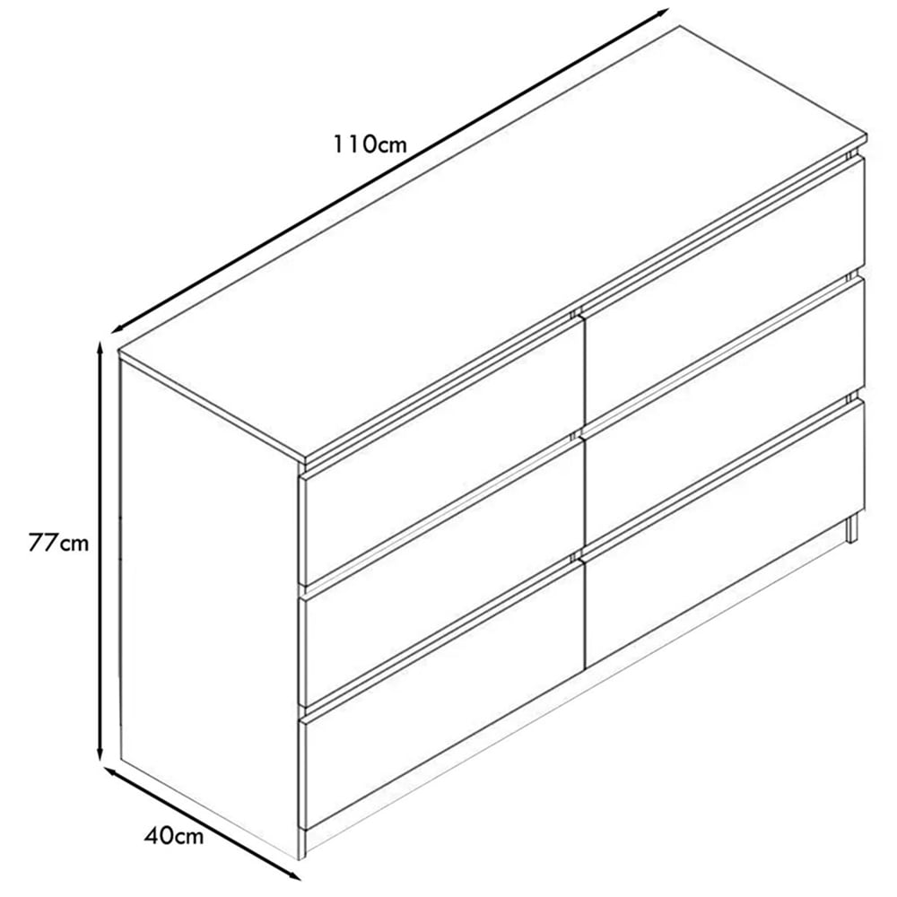 FWStyle Carlton 6 Drawer Matt Black Chest of Drawers Image 6
