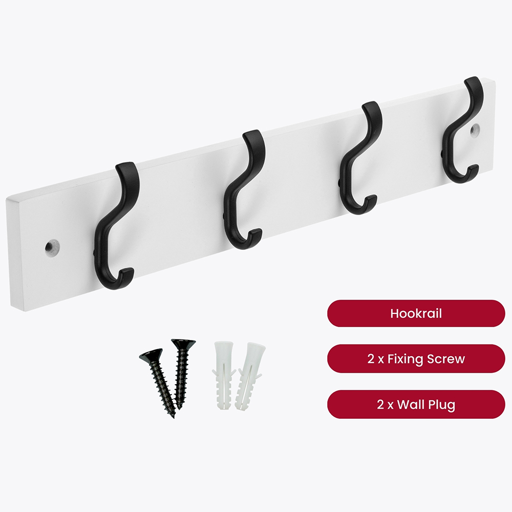 Headbourne Black and White 4 Hook Coat Rail Image 3