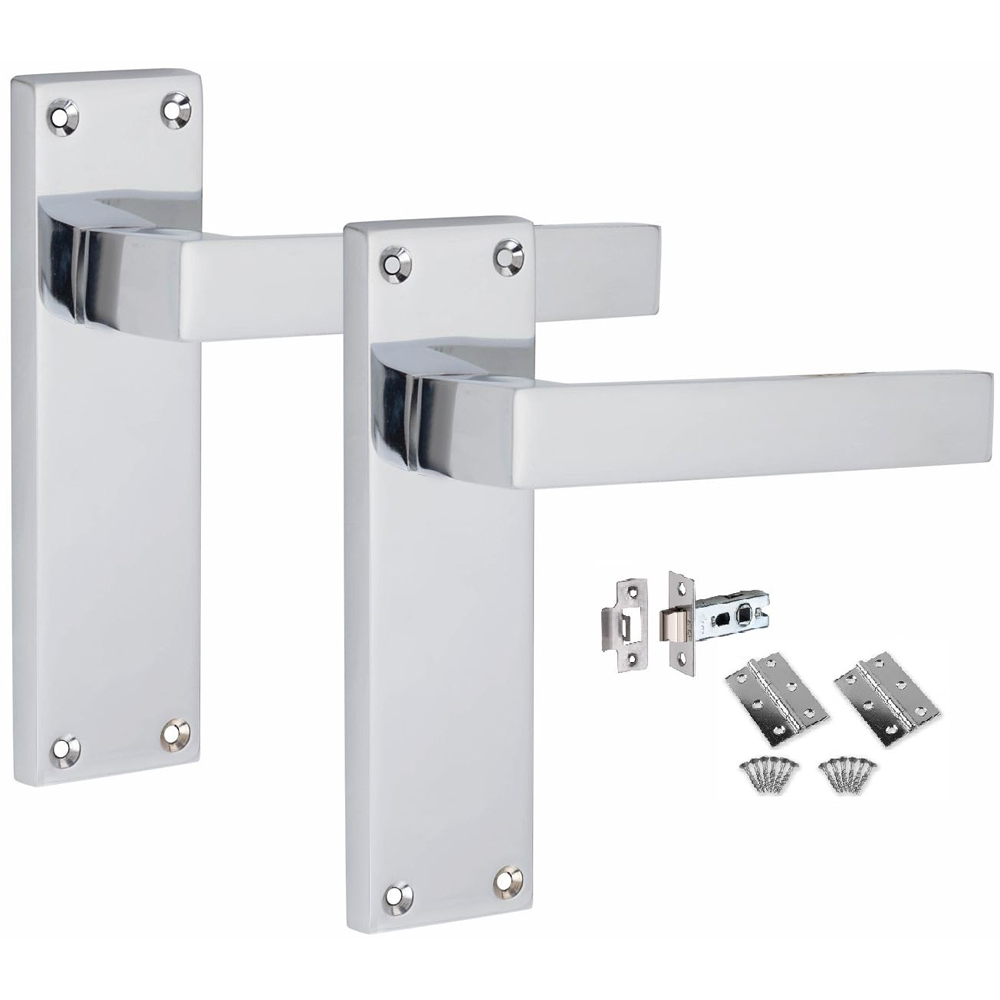 Golden Grace Polished Chrome Victorian Straight Delta Latch Door Handle with Hinge 5 Pack 150 x 40mm Image 2