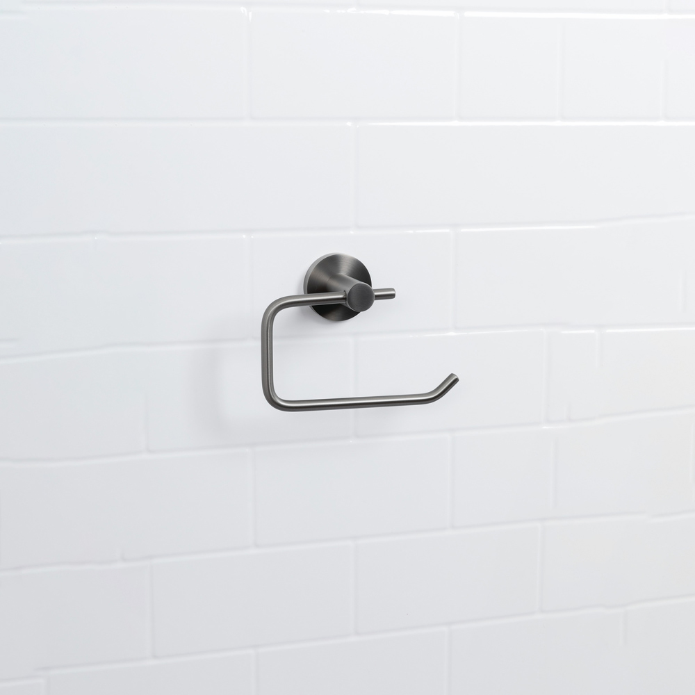 Bristan Solid Brass Gun Metal Grey Wall Mounted Toilet Roll Holder Image 4