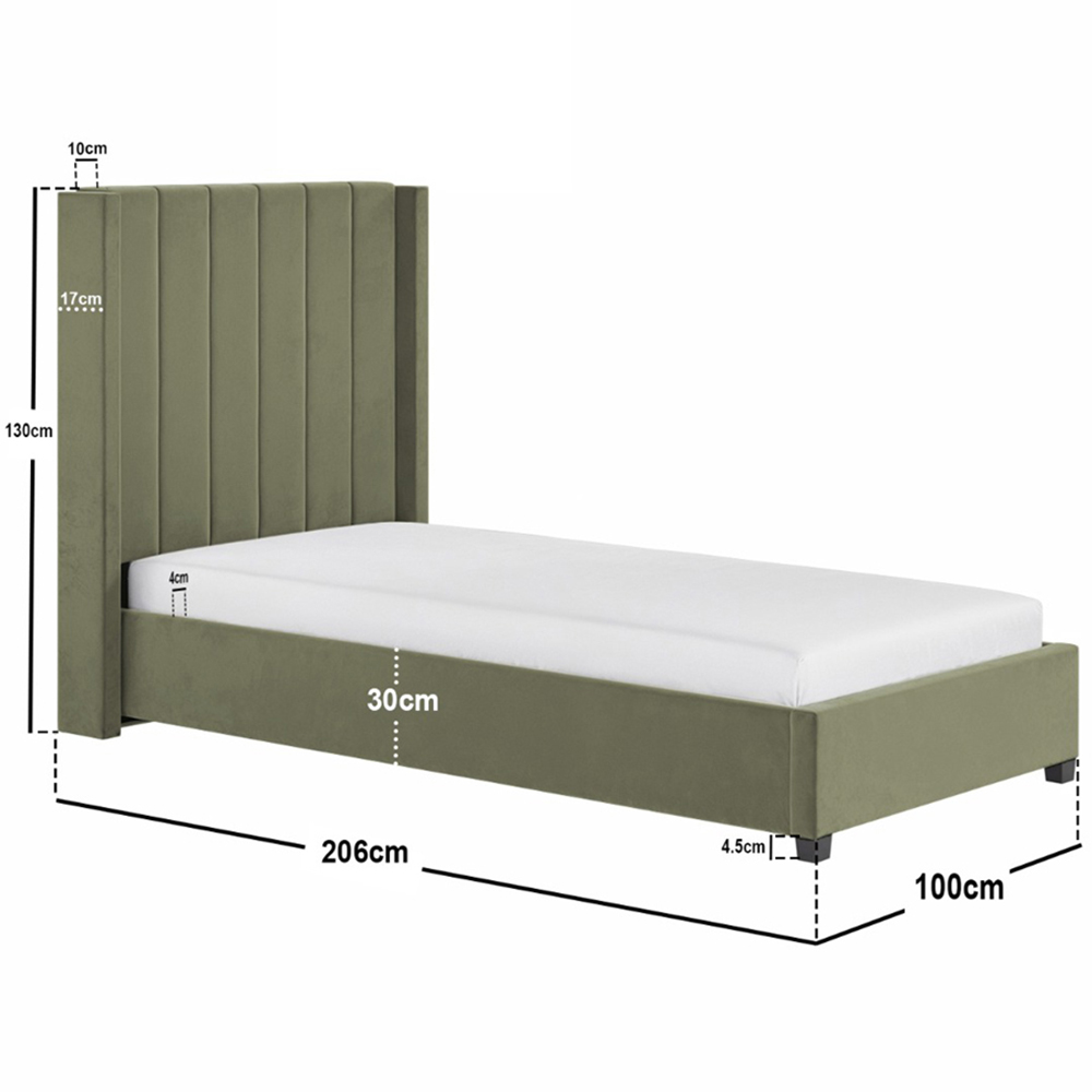 Flair Tiggy Single Khaki Velvet Ottoman Bed Image 7