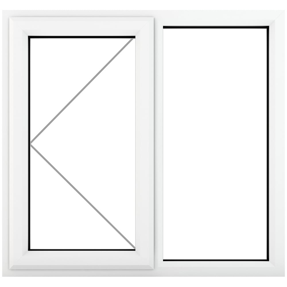 Crystal uPVC Double Glazed Window LH Side Hung Next to a Fixed White Clear Glass 1190x1040mm Image 2