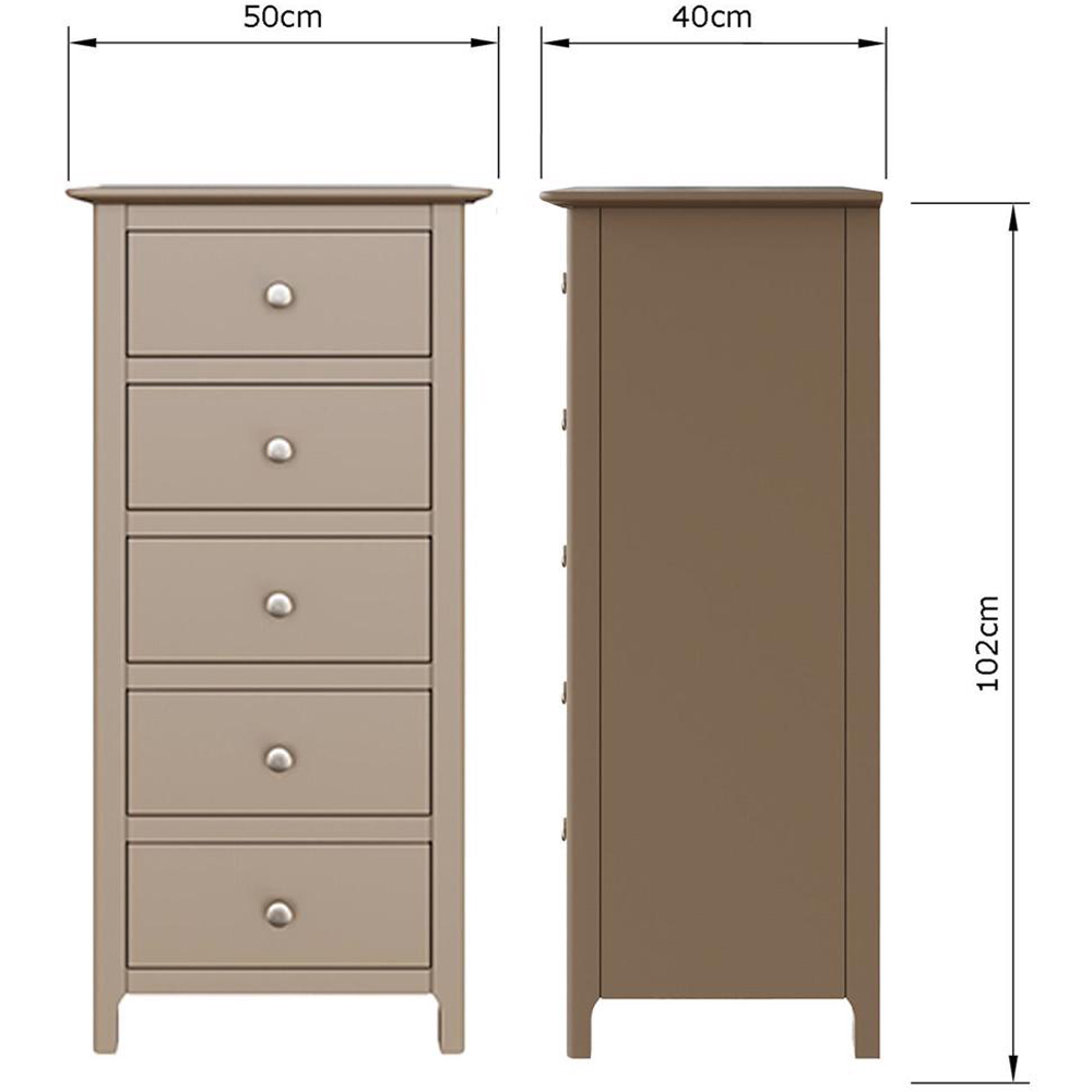 FWStyle Plama 5 Drawer Putty Ready Assembled Chest of Drawers Image 8