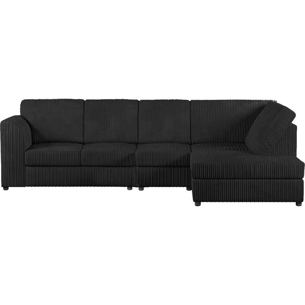 Luxor 5 Seater Black Jumbo Cord Full Back Right Hand L Shape Corner Sofa Image 2