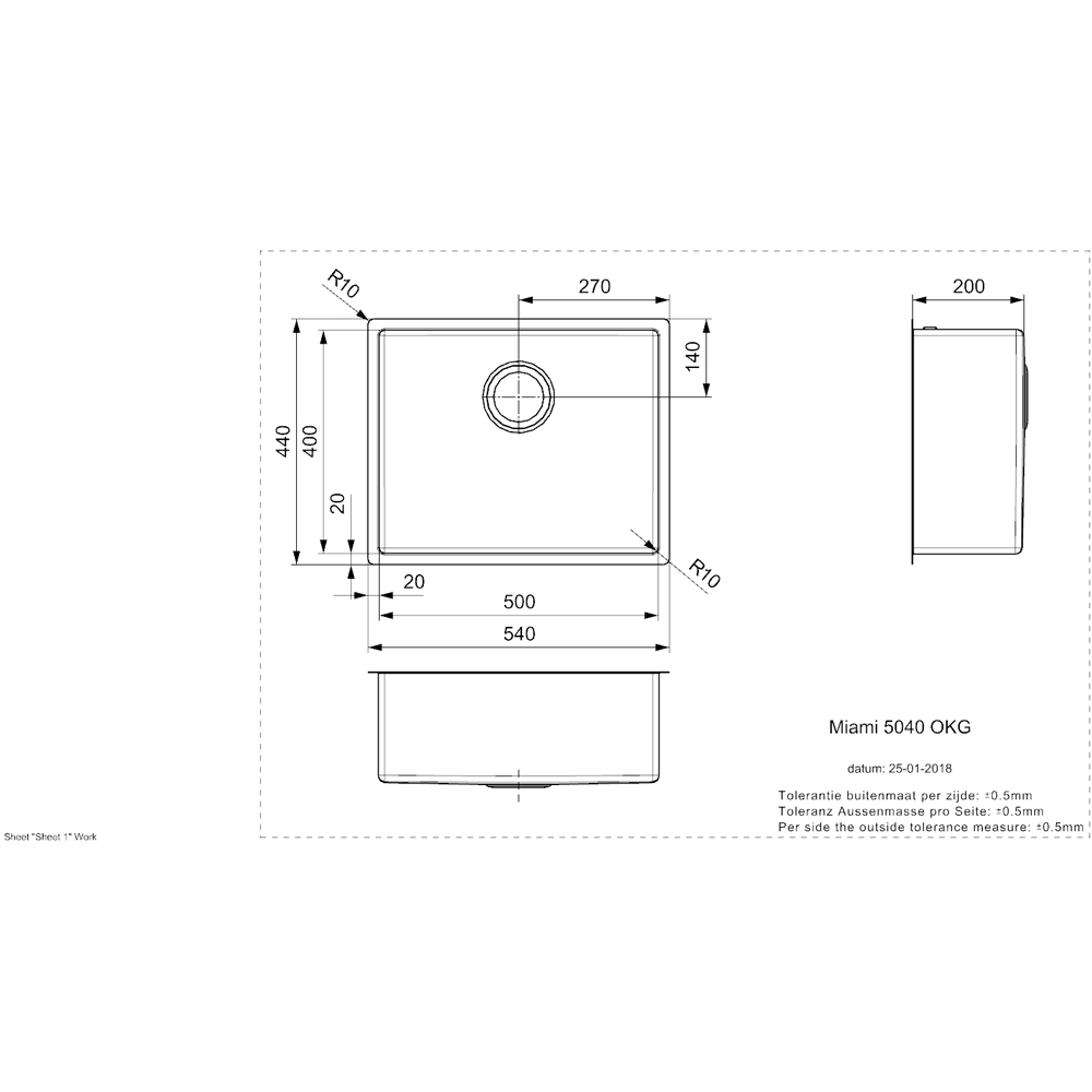Reginox Miami Copper Square Sink 500 x 400mm Image 4