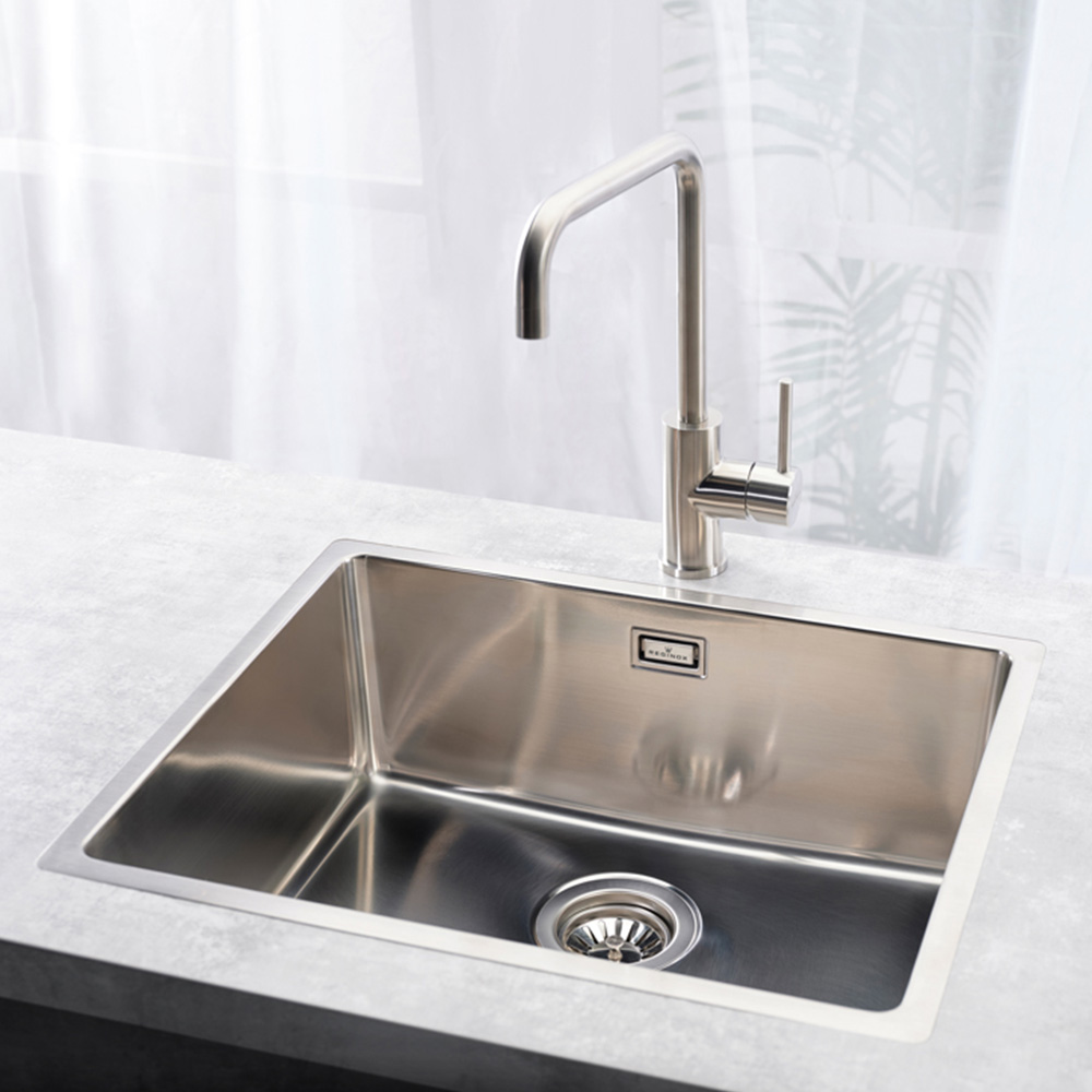 Reginox Houston Silver Single Square Bowl Sink 500 x 400mm Image 2