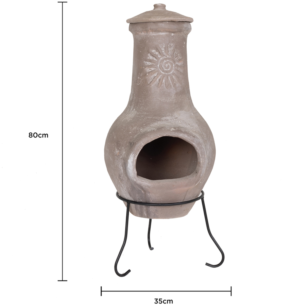 Charles Bentley Medium Natural Clay Chiminea Sun Design Image 7