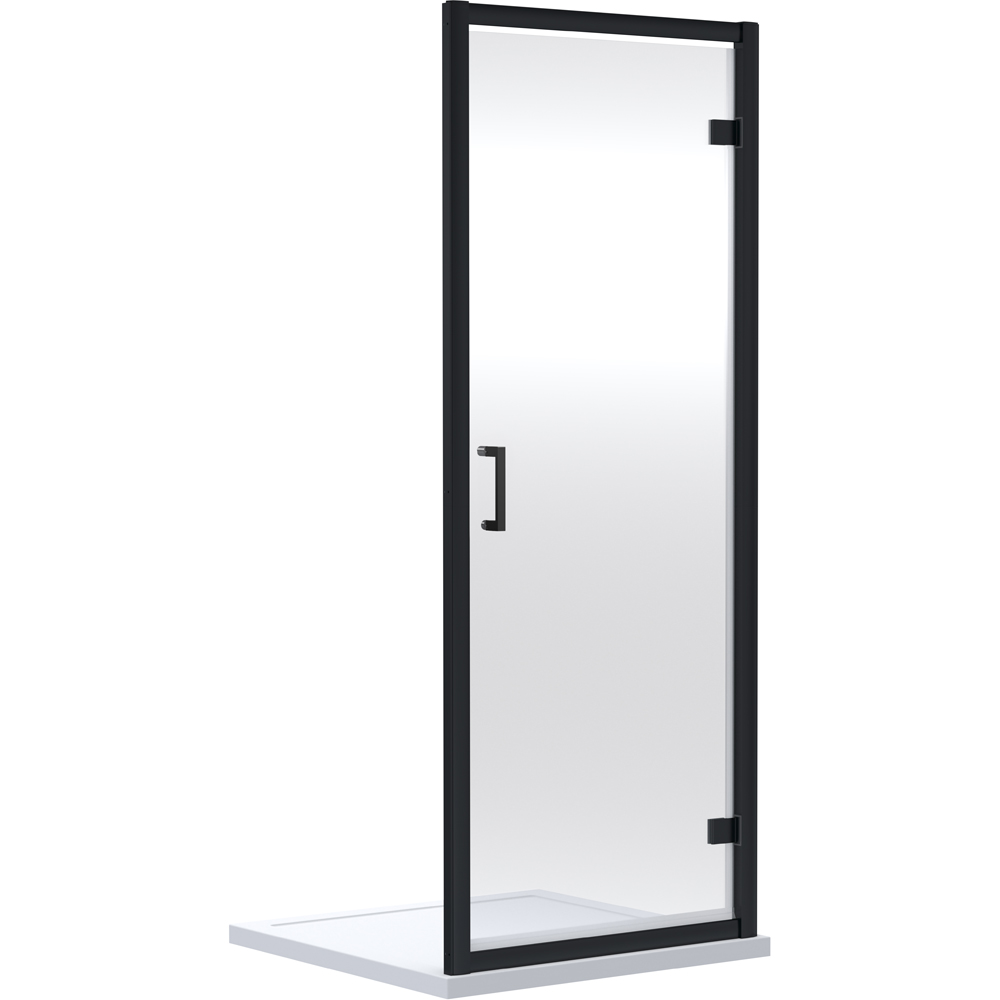 nuie Matt Black Hinged Shower Door 76cm Image 1
