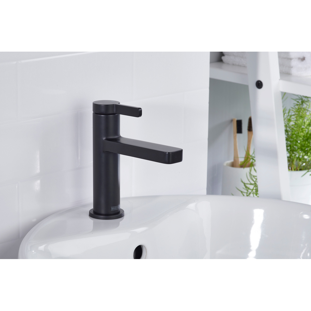 Bristan Elevar Matt Black Mono Basin Mixer with Clicker Waste Image 2
