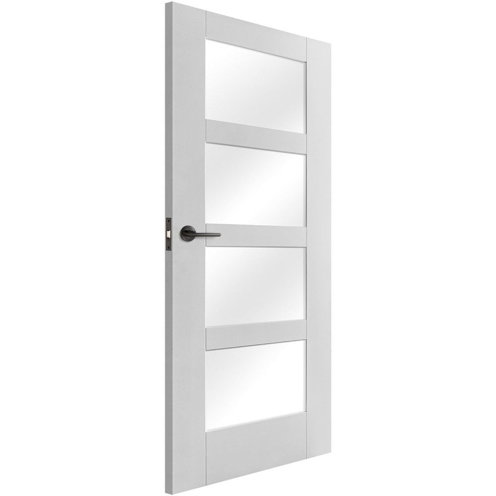 White Primed Shaker Glazed FD30 Internal Fire Door 1981 x 838 x 44mm Image 3