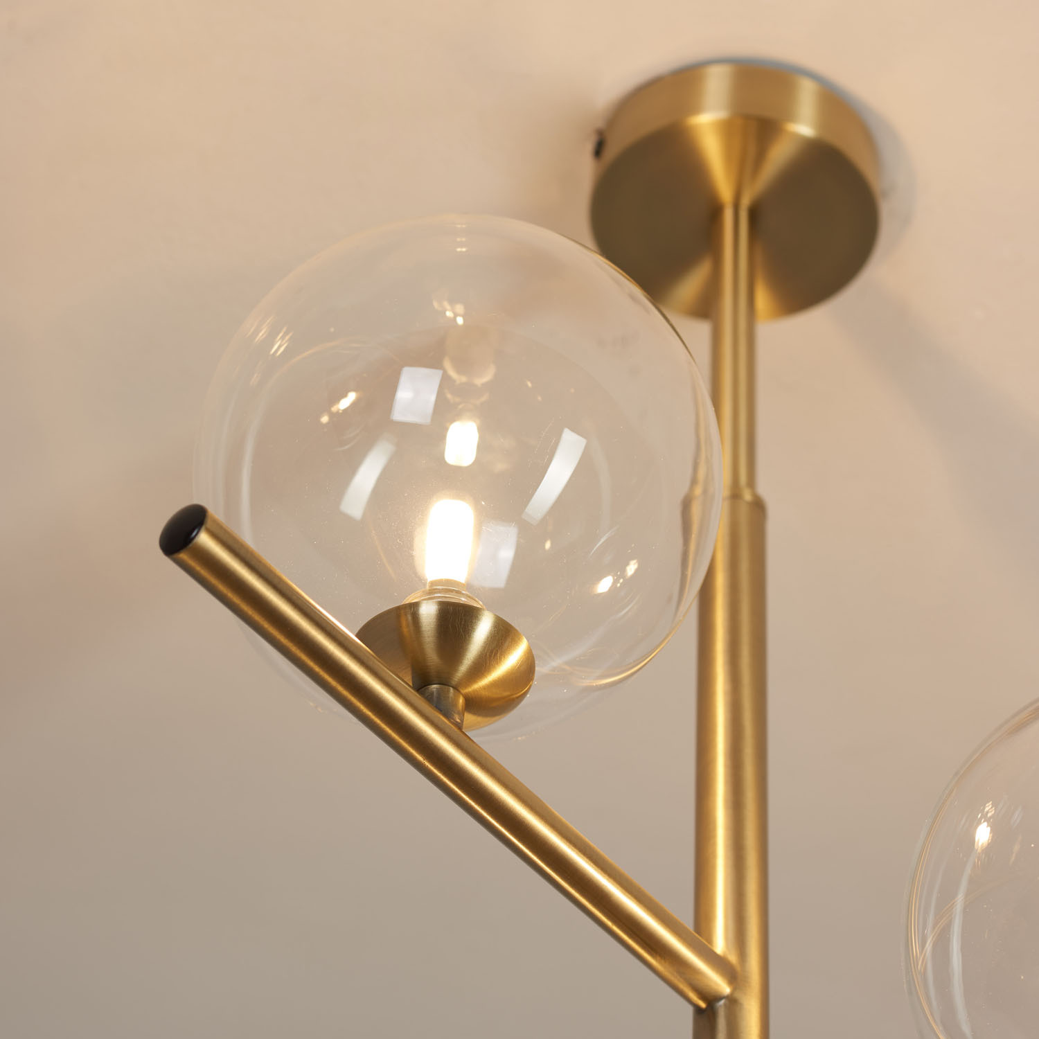 Darcie Gold and Glass 3 Light Ceiling Fitting Image 5