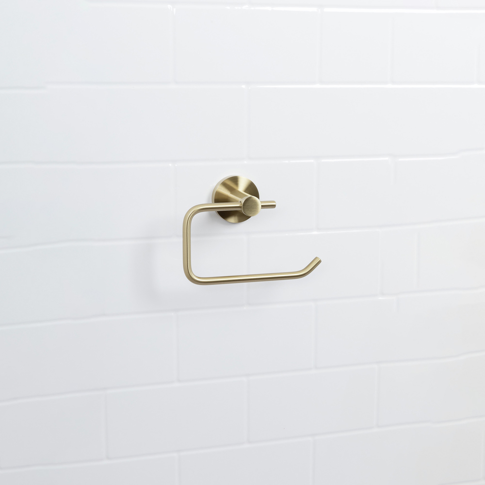 Bristan Solid Brass Brushed Brass Wall Mounted Round Toilet Roll Holder Image 4