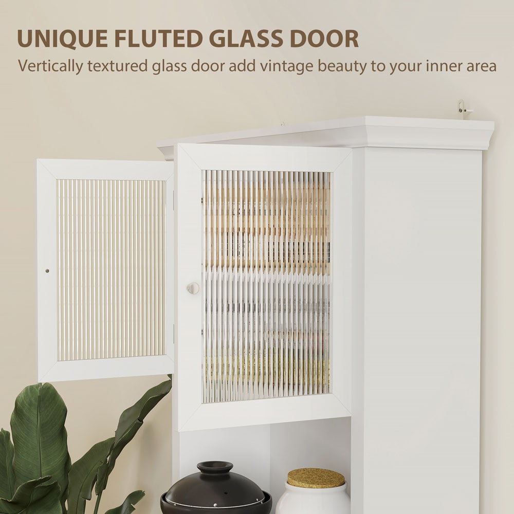 Portland 4 Door Single Drawer White Kitchen Storage Cabinet Image 6