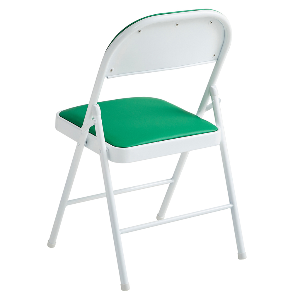Green Padded Folding Metal Dining Chairs Image 3
