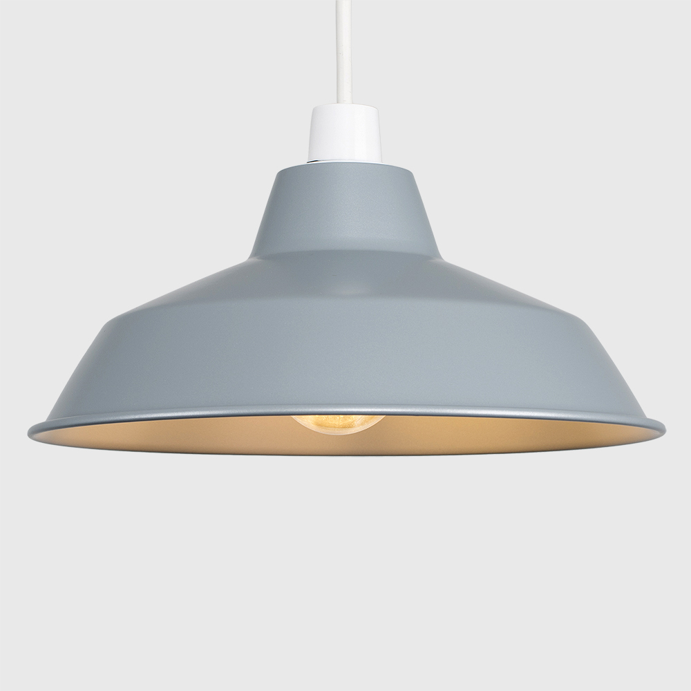 ValueLights Colby Grey Retro Ceiling Pendant Light Shade Image 4