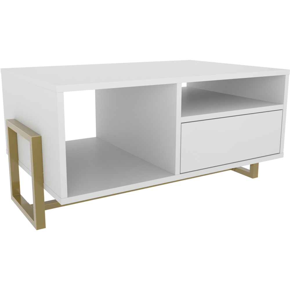 Decorotika Utopie 2 Door 2 Shelf White Modern Coffee Table Image 2