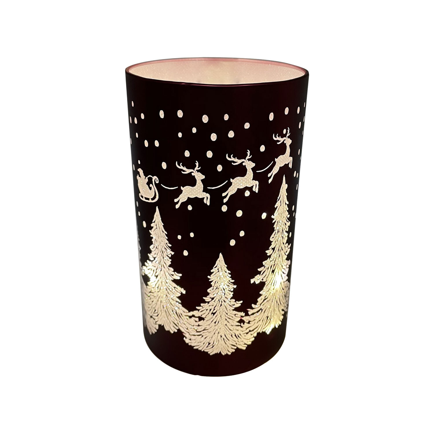 Whimsical Cheer LED Glass Red Santa Sleigh Scene Decoration Image 2