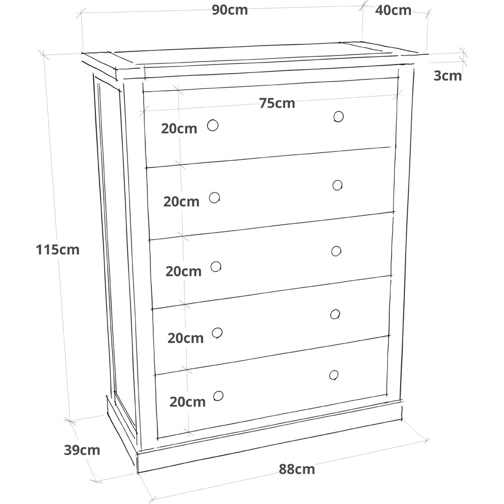 Cabinet Bits Castelli 5 Drawer White Wood Knob Chest of Drawers Image 9