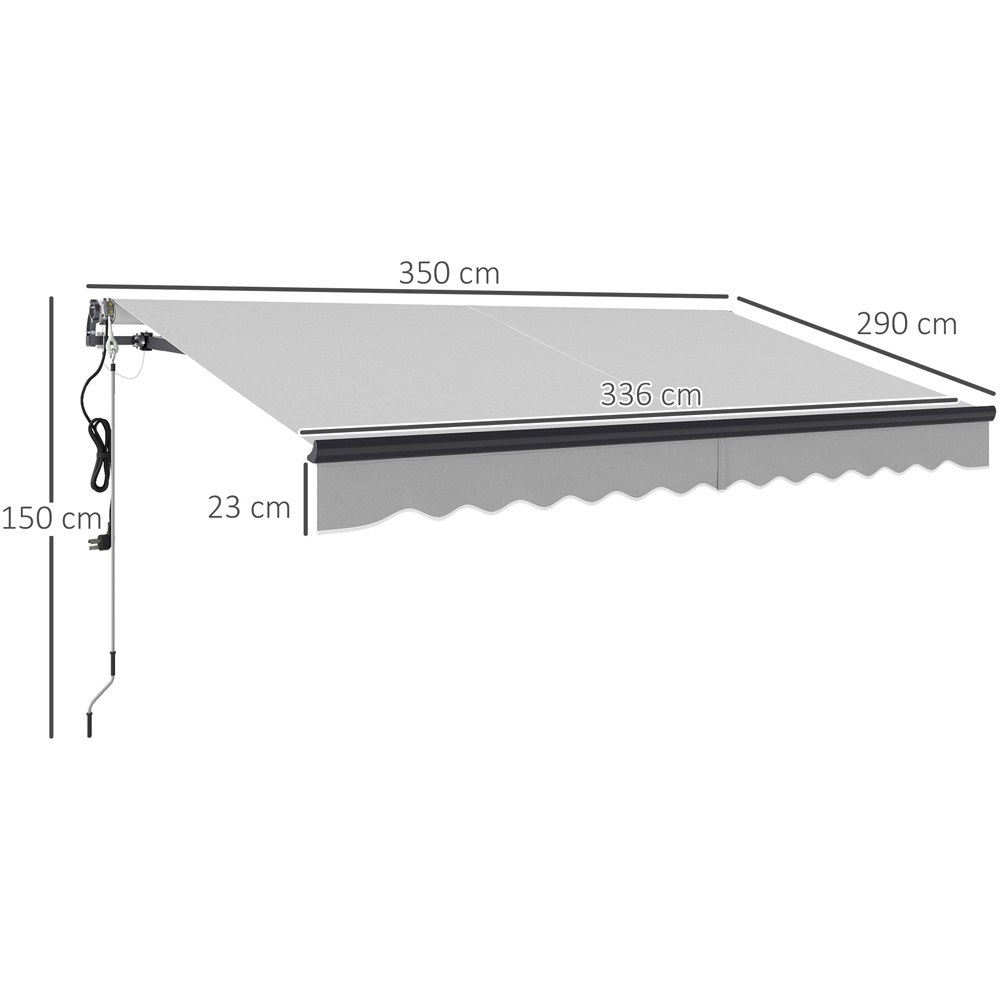 Outsunny 3.5 x 3m Light Grey Electric Retractable Awning Image 9