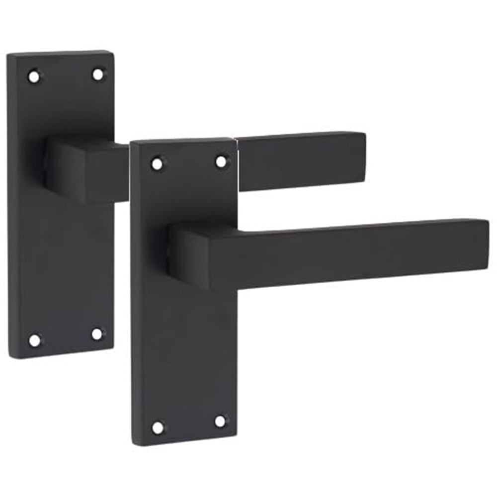 Golden Grace Matt Black Victorian Straight Delta Latch Door Handle Pair 120 x 40mm 6 Pack Image 2