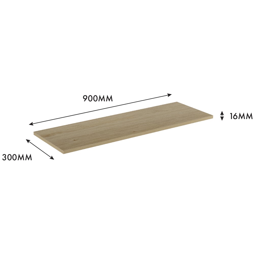 Homebase 90cm Light Oak Effect Melamine Floating Shelf 2 Pack Image 6