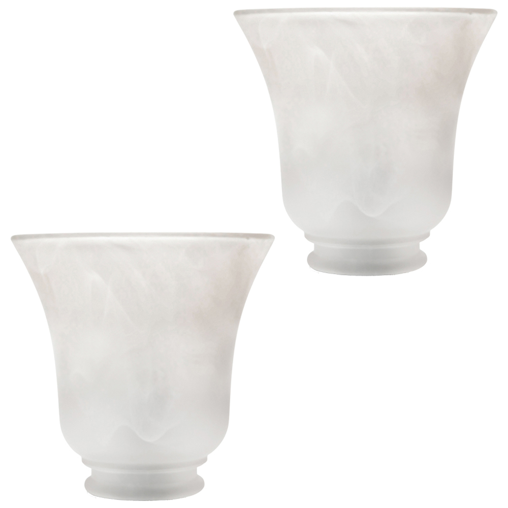 Happy Homewares White Alabaster Glass with Curving Body 2 Pack Image 1