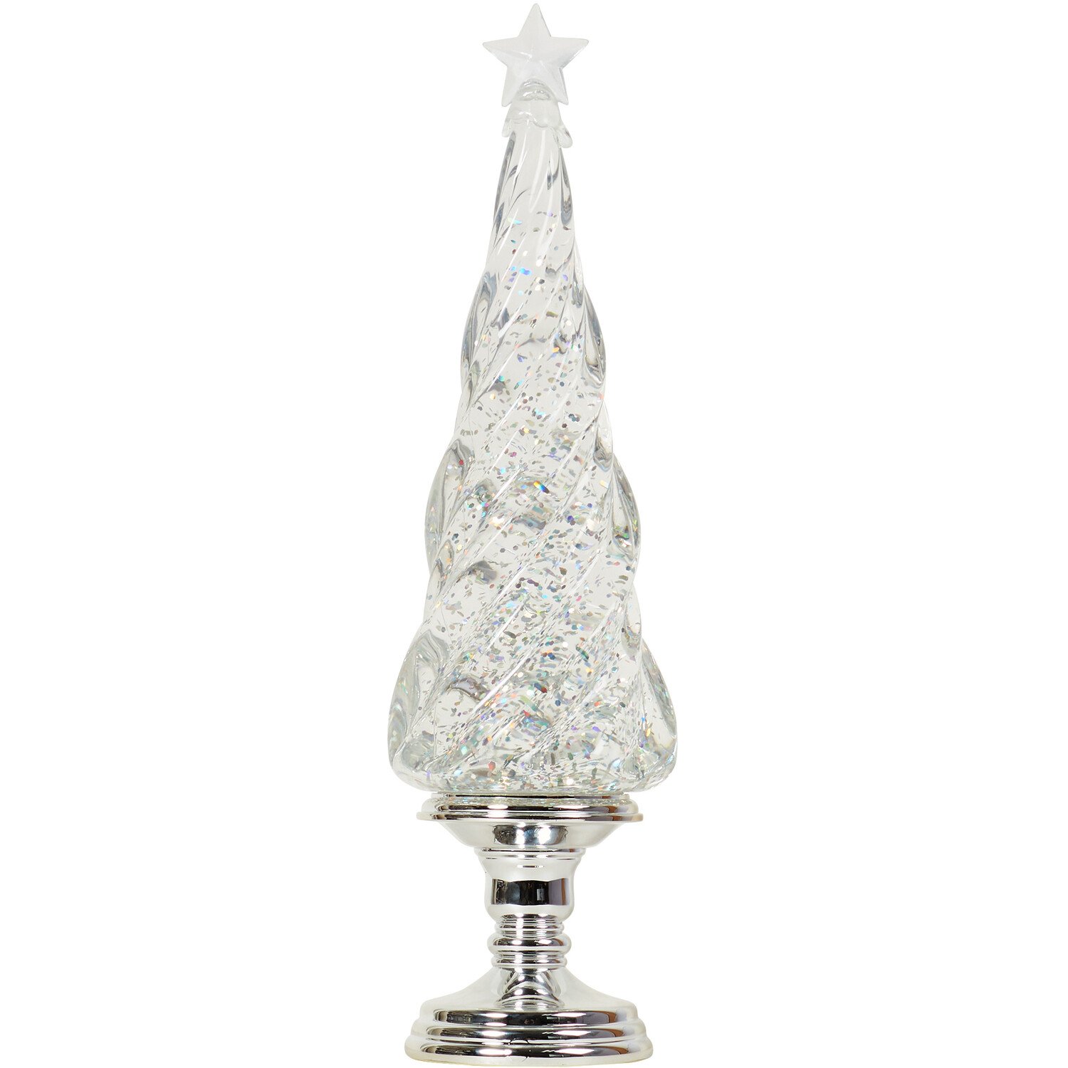 Glitter Spinning Iridescent LED Tree - Clear Image 1