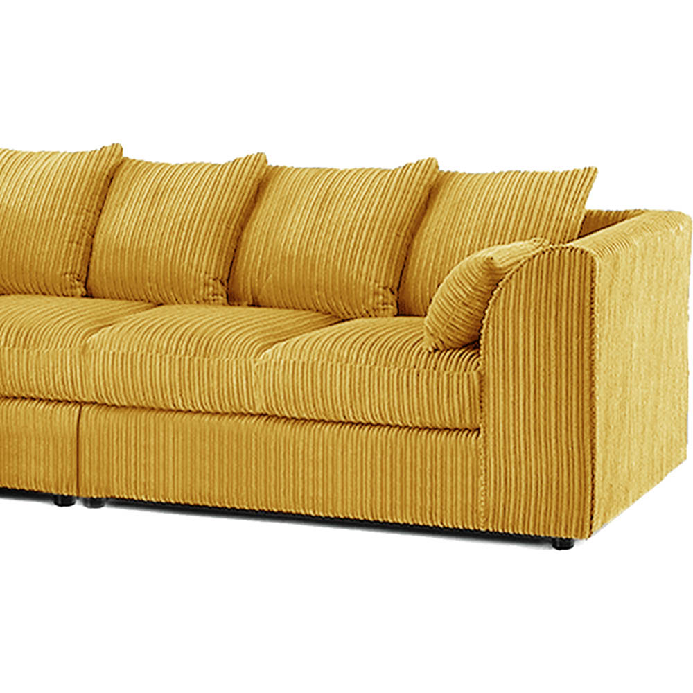 Luxor 4 Seater Mustard Jumbo Cord Left Hand Facing Scatter Back L Shaped Corner Sofa Set Image 4